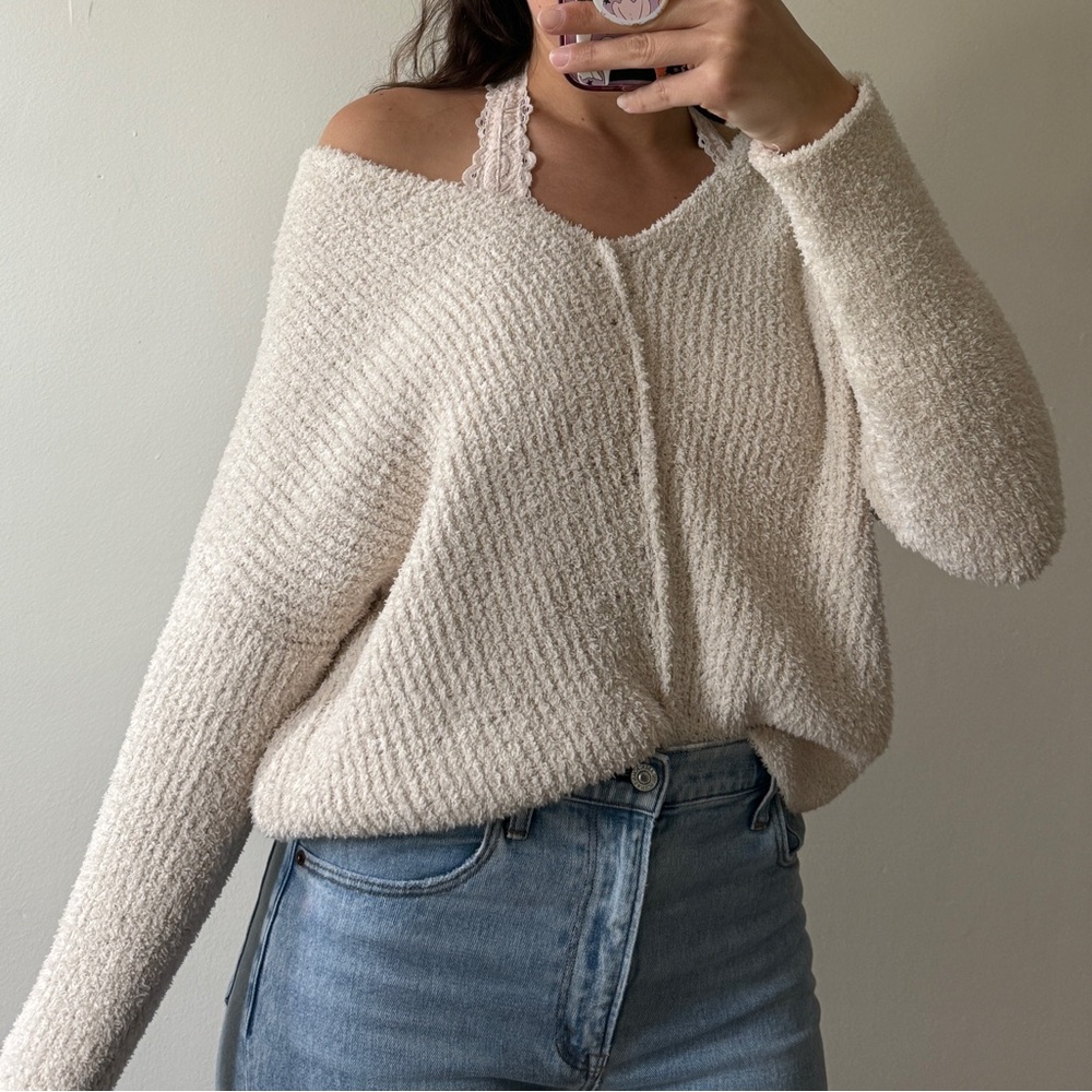 Cozy Cream Off-Shoulder Sweater